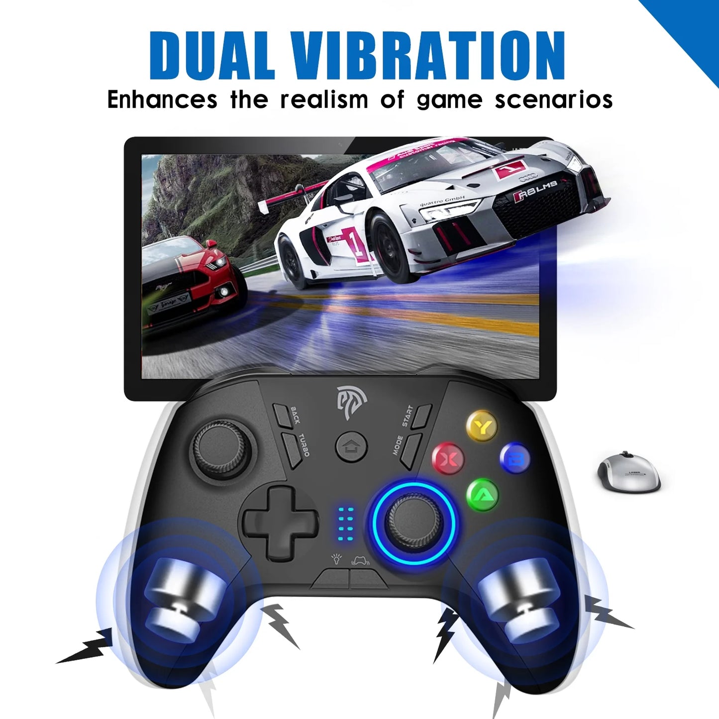 Wireless PC Controller for Pc/Ps3/Android TV/TV Box, with 4 Programmable Buttons, 14 Hrs Playtime