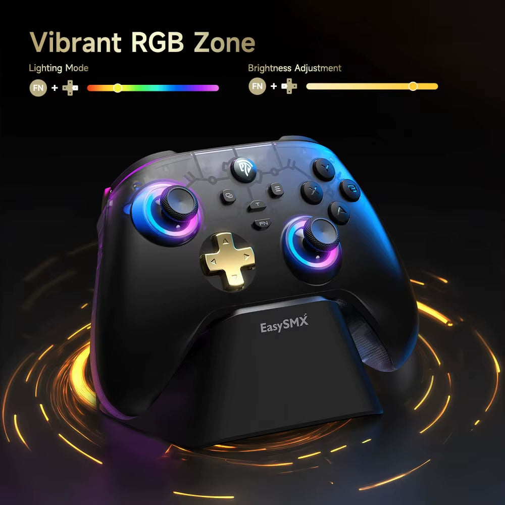 Easysmx D05 Wireless Gamepad Controller Compatible with Pc/Ns/Tv/Phone with Charging Dock RGB Hall Effect Joysticks Triggers