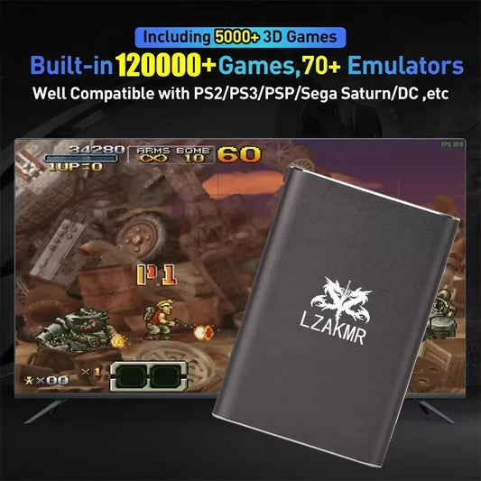 NEW Portable Game Hard Drive Disk 500G 120000+ Games Batocera 33 System Plug and Play for PS1/PSP/SS/DC/MAME/ARCADE/NAOMI