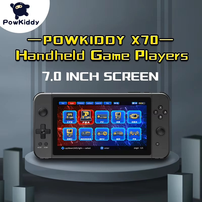 X70 Handheld Game Console 7 Inch Video Game Players Supports 2 USB Controllers PS1 Game Connect to an HD TV