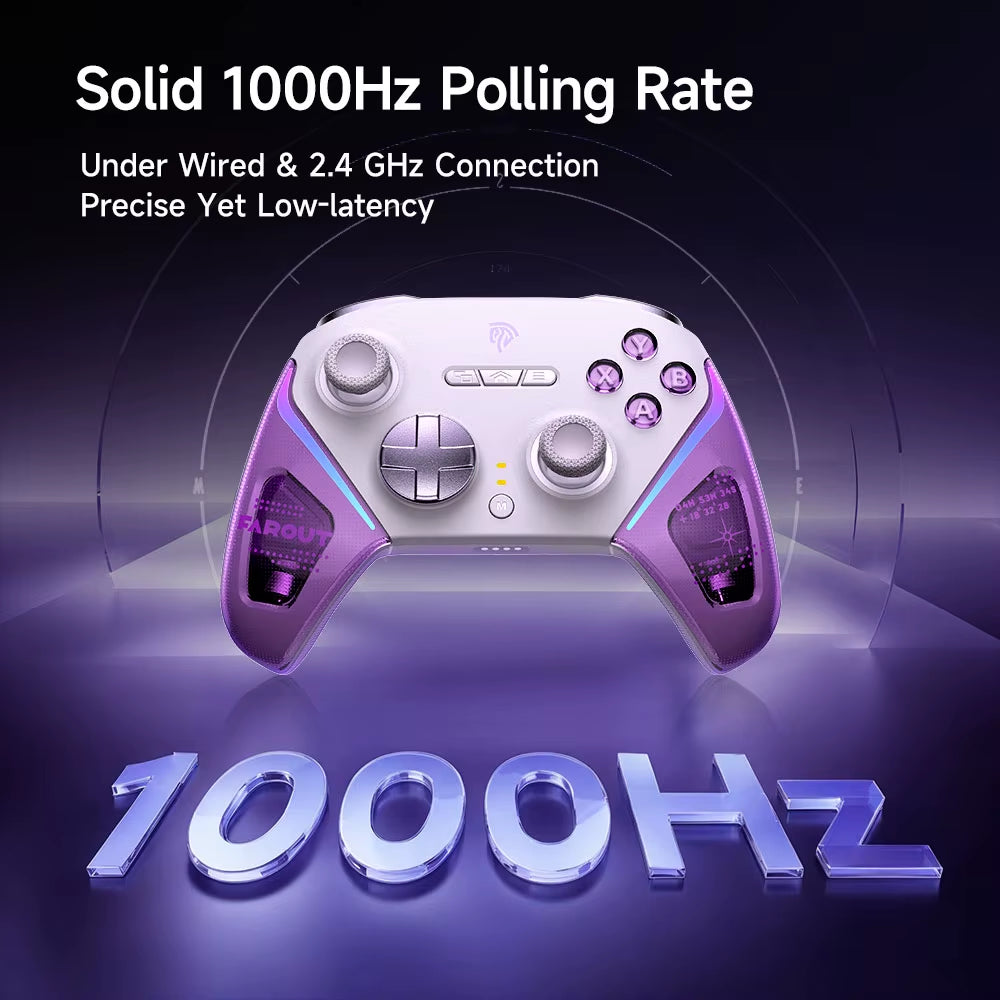 Easysmx D10 Wireless Gamepad Bluetooth RGB Controller for Pc/Switch/Phone/Steam, TMR Sticks Joystick Hall Effect Micro Triggers