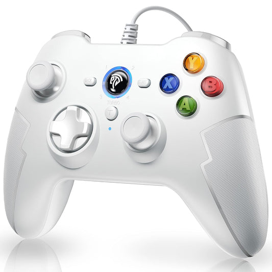 9100Pro Wired Controller for Windows PC/PS3, Plug and Play USB Gamepad with Hall Effect Triggers, Long Life Buttons, Turbo Function, Campatible with Android TV and Tesla - Design for Comfort