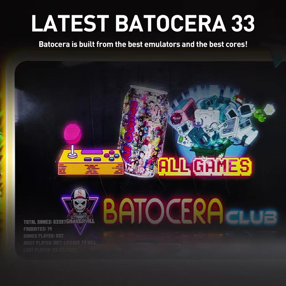 Batocera 500G Gaming Hard Drive with 110000 Retro Games for Super Console X PC for Ps2/Sega Saturn/Game Cube/Wii/Dc External HDD
