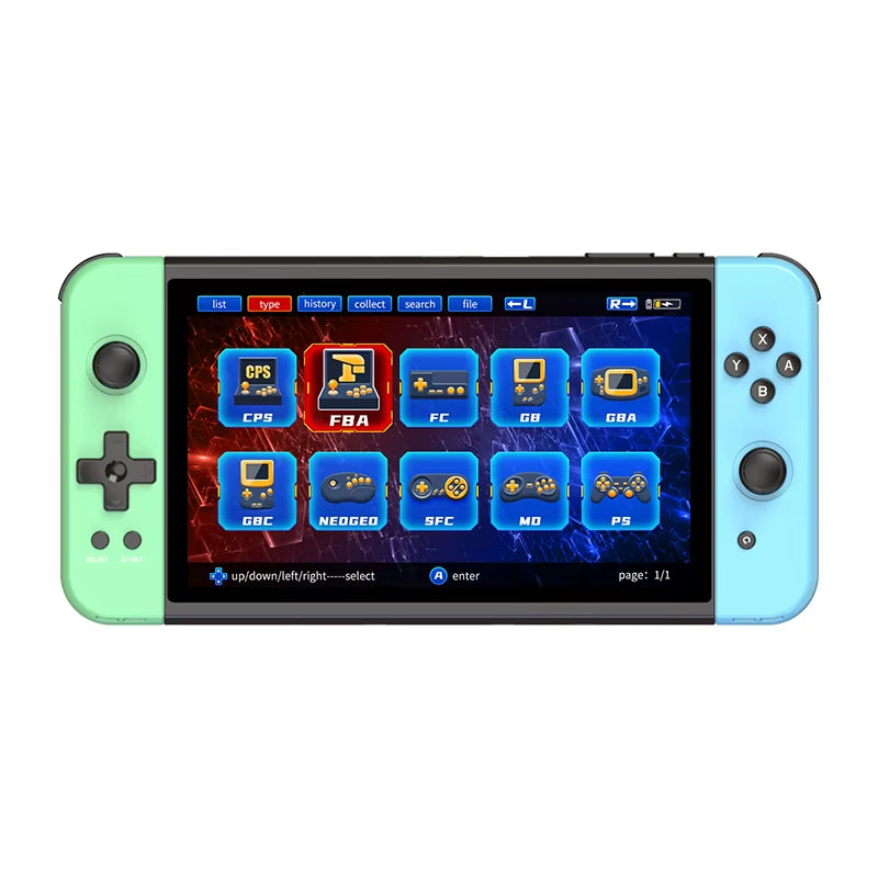 X70 Handheld Game Console 7 Inch Video Game Players Supports 2 USB Controllers PS1 Game Connect to an HD TV
